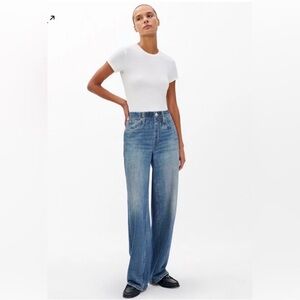 rag & bone Miramar Blue Wide Leg Sweatpant Jeans PETITE